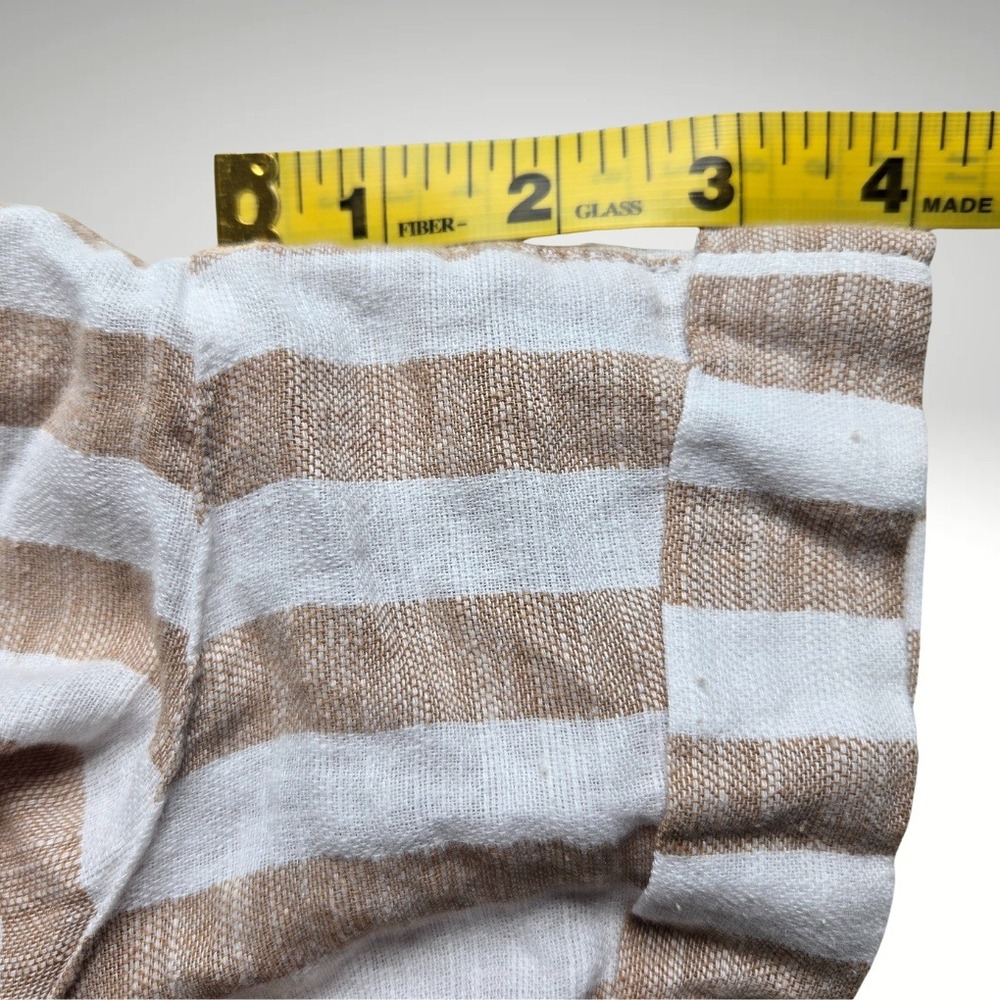 Old Navy Size XL Linen Blend Shorts Striped Casual Elastic Waist Tan White - Picture 4 of 5